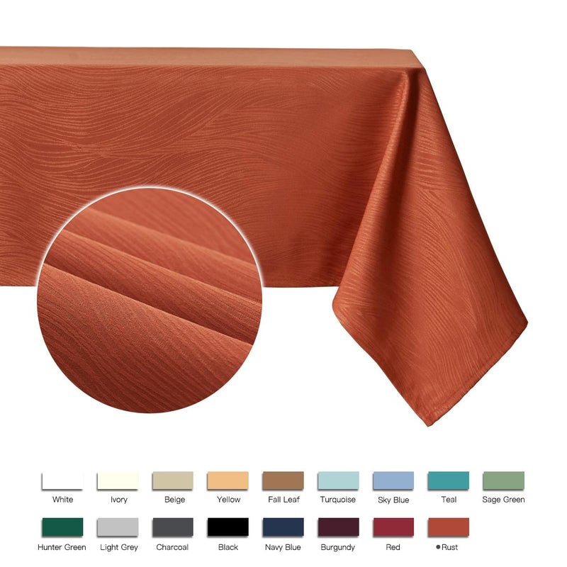 maxmill Jacquard Tablecloth Swirl Design Spillproof Wrinkle Free Heavy Weight Table Cloth Halloween Decorative Fabric Tabletop for Fall Harvest Thanksgiving Dinner, Rectangular 60 x 104 Inch Rust - Image 4